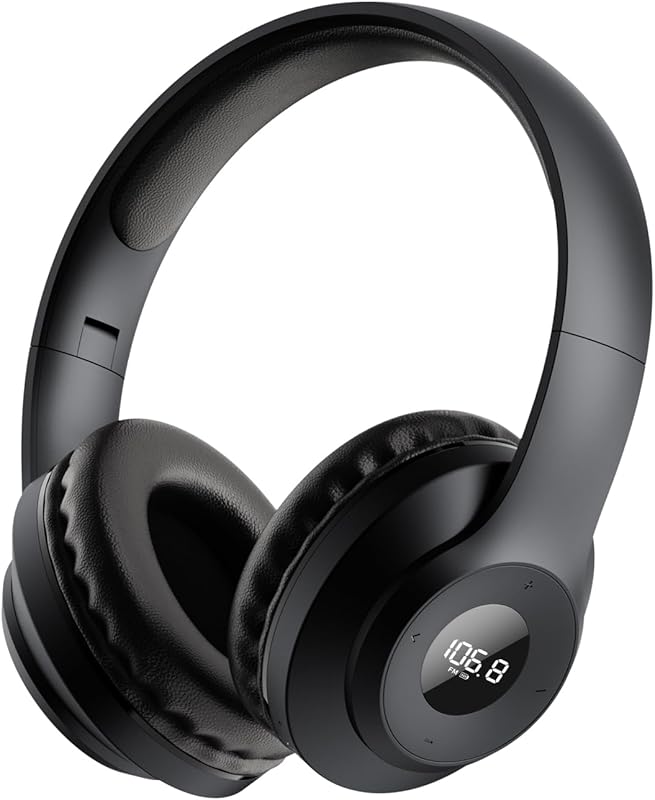 X5 Portable Rechargeable FM Radio Headphones, LED Display, Soft Earmuf