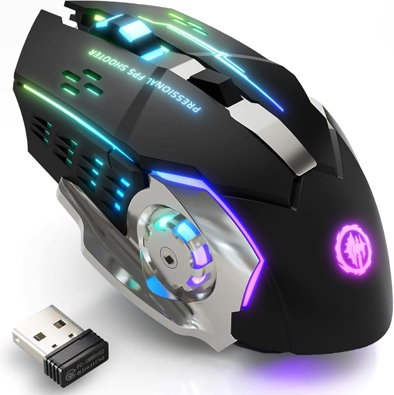 MELOGAGA Wireless Gaming Mouse RGB Rechargeable Bluetooth