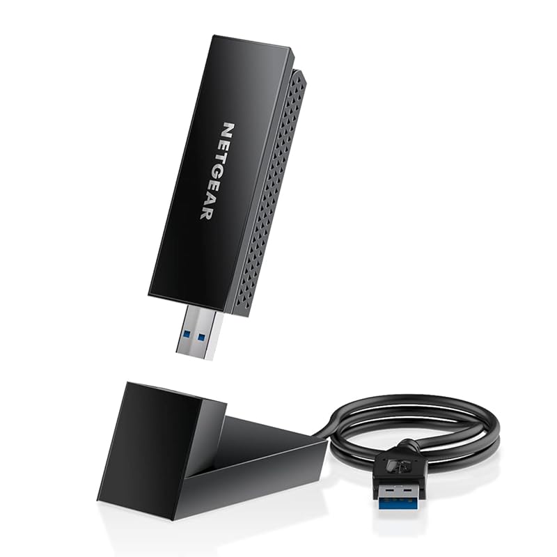 NETGEAR Nighthawk A8000 Wi‑Fi 6E USB 3.0 Adapter, AXE3000 Tri‑Band up 