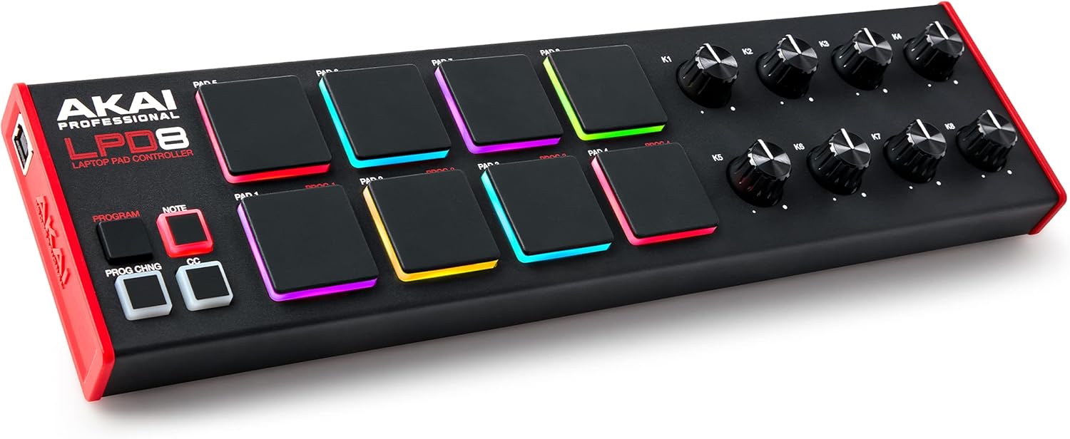 Akai Professional LPD8 USB MIDI Controller with 8 RGB MPC Drum Pads, 8
