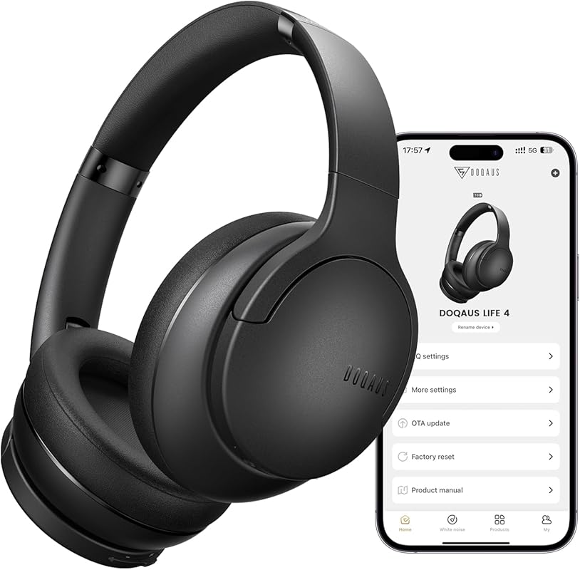 DOQAUS Over‑Ear Bluetooth Headphones – 90 h Playtime, BT 5.4, 9 App‑Co