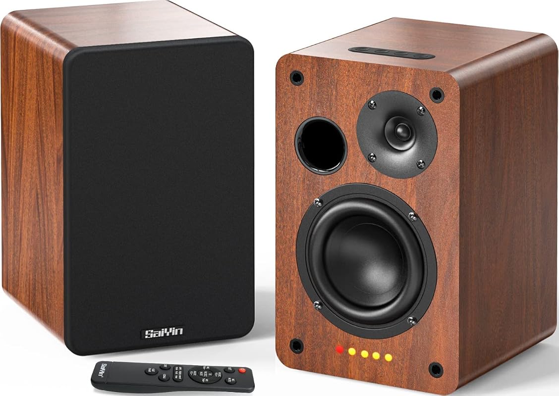 Saiyin Bluetooth Bookshelf Speakers 40W x 2 Powered TV Speakers 4 Inch