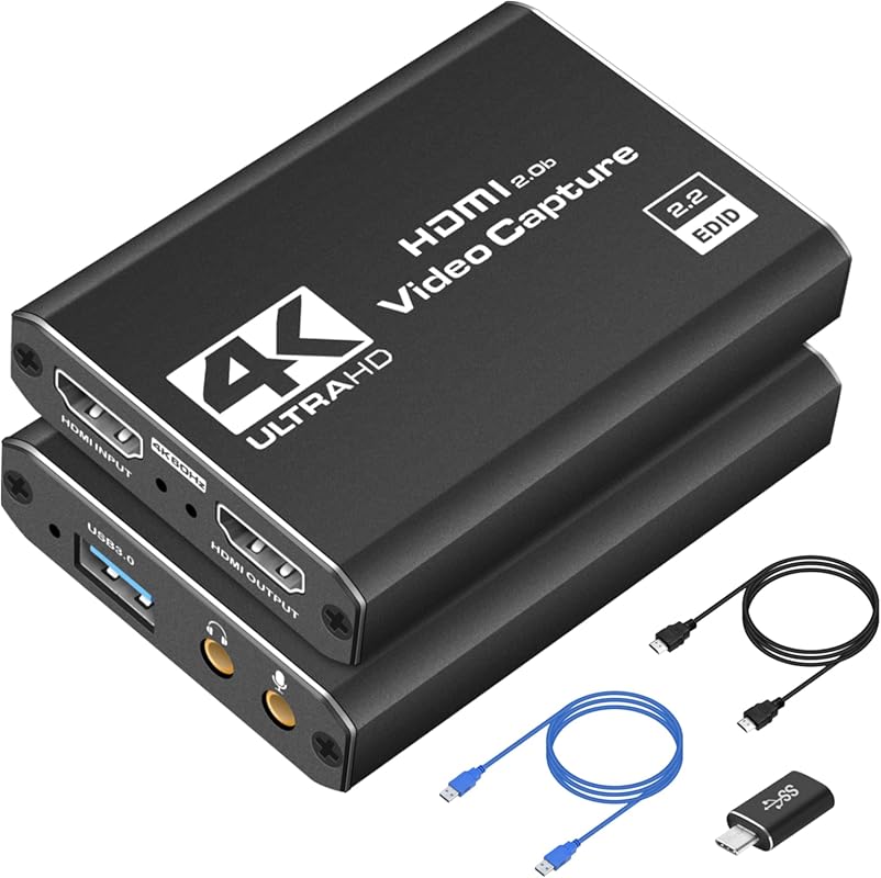4K HDMI Capture Card USB 3.0 – 1080p 60 FPS Gaming & Streaming with HD