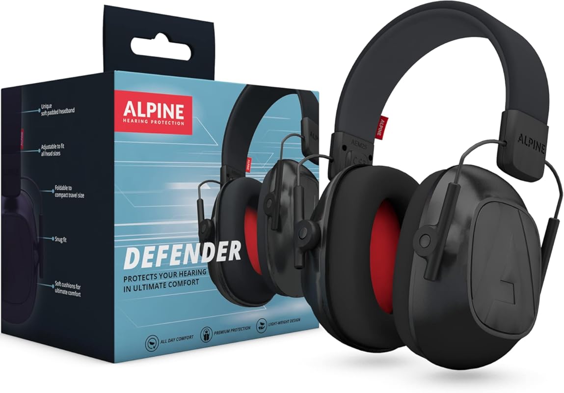 Alpine Defender Adult Earmuffs – 22dB Noise Reduction, Light‑Weight Pr