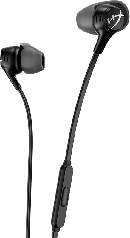 HyperX Cloud Earbuds II – 14 mm Drivers, Four Eartips, Hard‑Shell Case, Low‑Profile 90° Plug, Built‑in Mic, Multi‑Function Button – Black