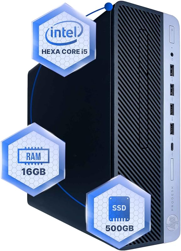HP ProDesk 600G4 Desktop with Hexa‑Core Intel i5‑3.2 GHz, 16 GB DDR4 R