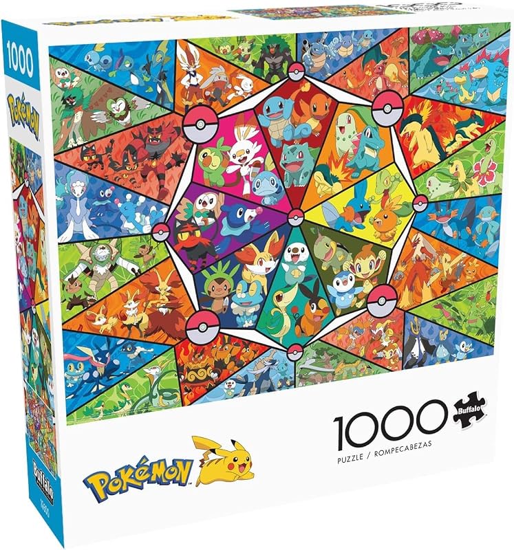 Buffalo Games Pokemon Stained Glass Starters Jigsaw Puzzle 1000 Pieces