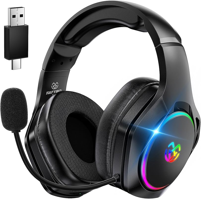 Tatybo Gaming Headset – 2.4 GHz USB & Type‑C, 40 h Battery, 7.1 Surrou