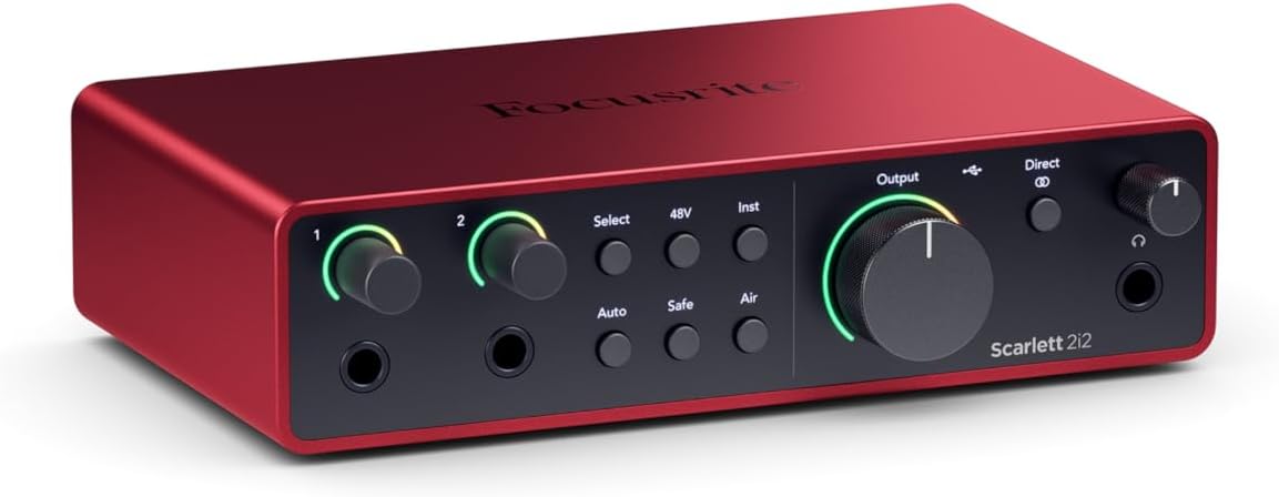 Focusrite Scarlett 2i2 4th‑Gen USB Audio Interface – Dual Inputs, 24‑b
