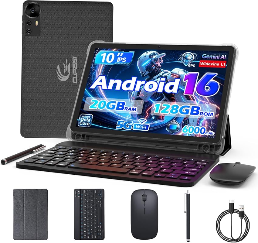 CUPEISI Android 16 10 Inch Tablet, 20GB RAM, 128GB ROM, 2TB Expandable