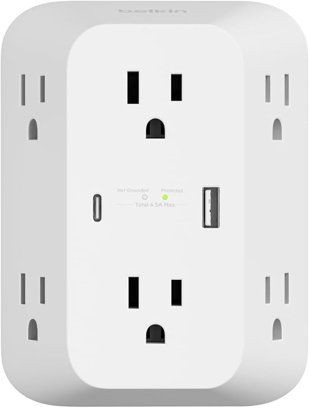 Belkin 6‑Outlet Surge Protector with USB‑C PD Fast Charge, USB‑A, ETL‑