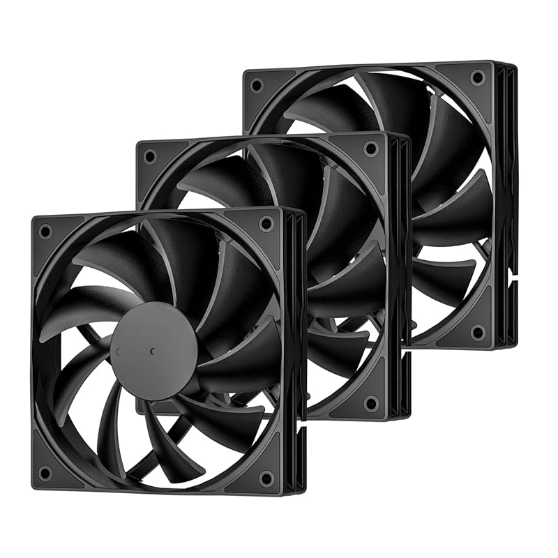 DARKROCK 3‑Pack 120mm Black Case Fans, High‑Performance Low‑Noise 3‑Pi