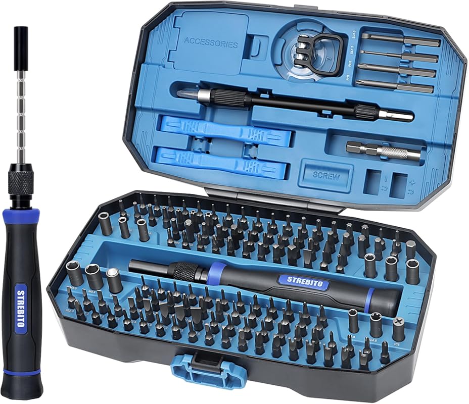 STREBITO 153-in-1 Magnetic Precision Screwdriver Set with Case for Com