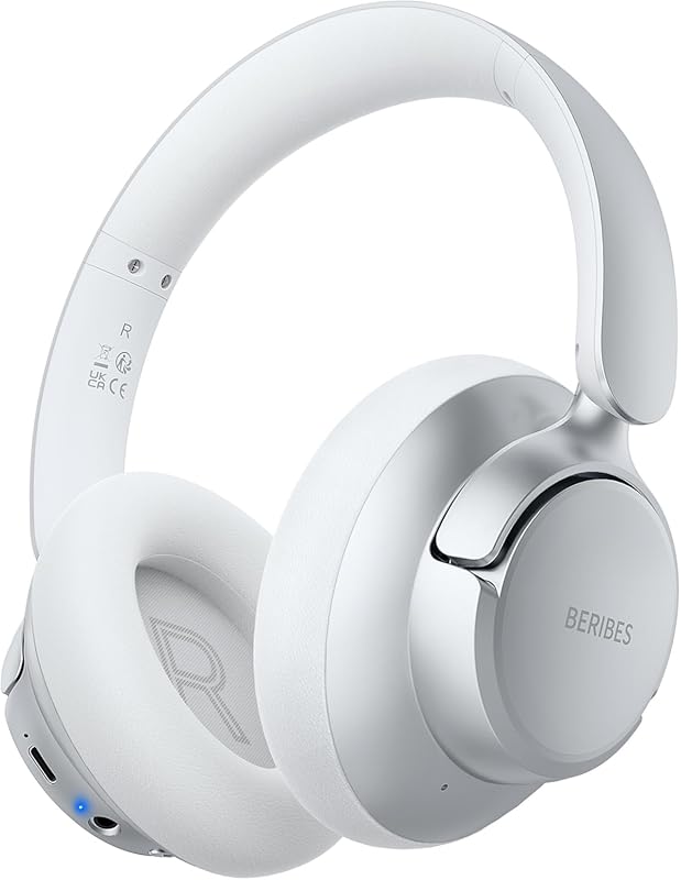 BERIBES Hybrid Active Noise Cancelling Wireless Headphones, Transparen