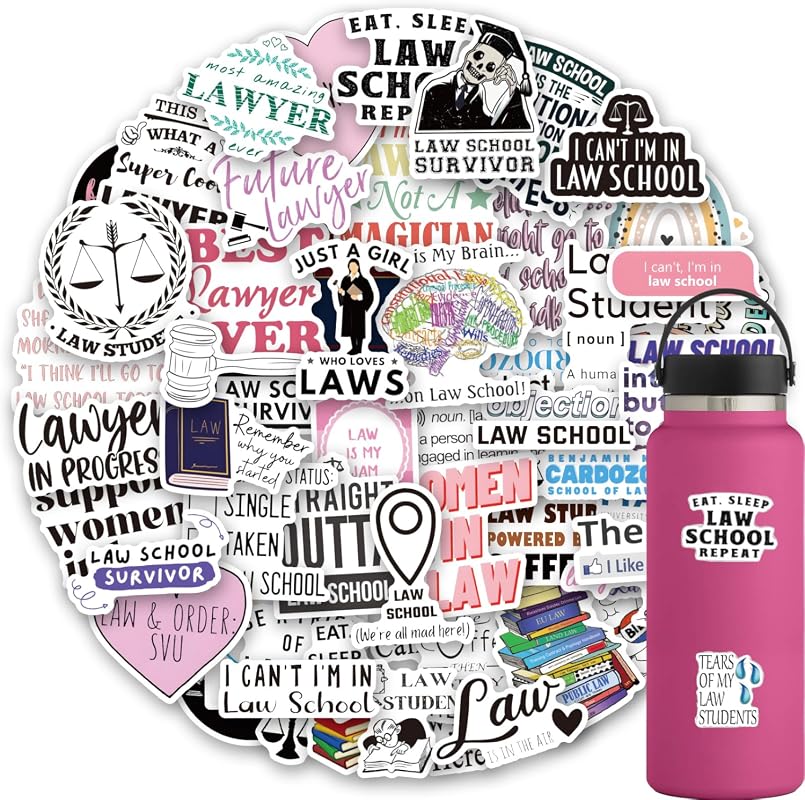Law School Stickers Decals [100 Pack] Vinyl for Laptop, Water Bottle, 