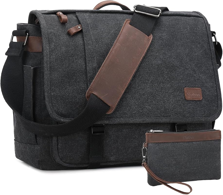 Nerlion 17 Inch Canvas Messenger Bag Water Resistant Laptop Shoulder B