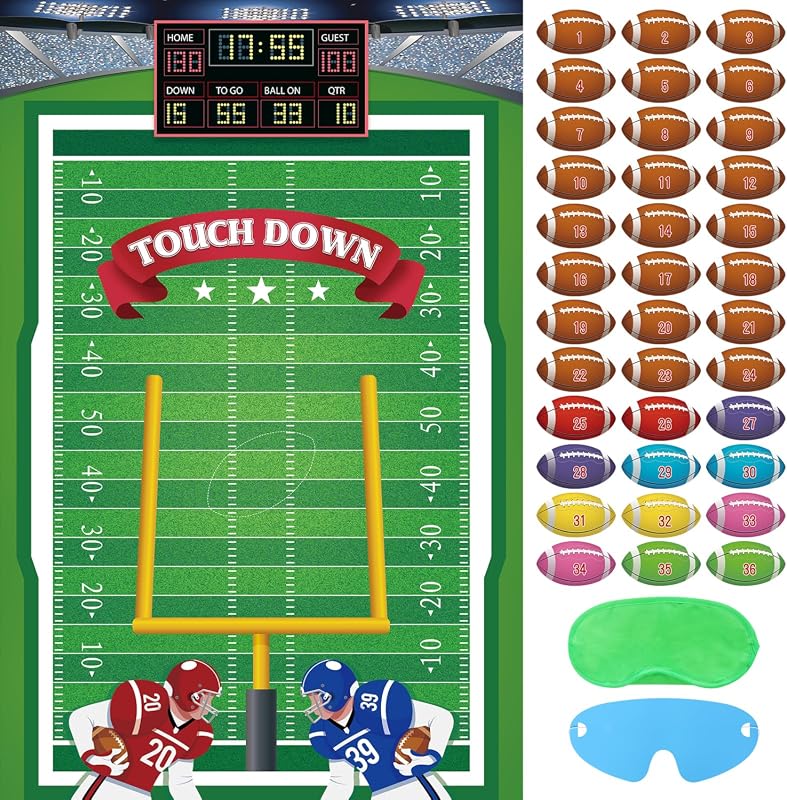 Hxezoc “Pin the Football on the Goalpost” Game – 36 Football Stickers 