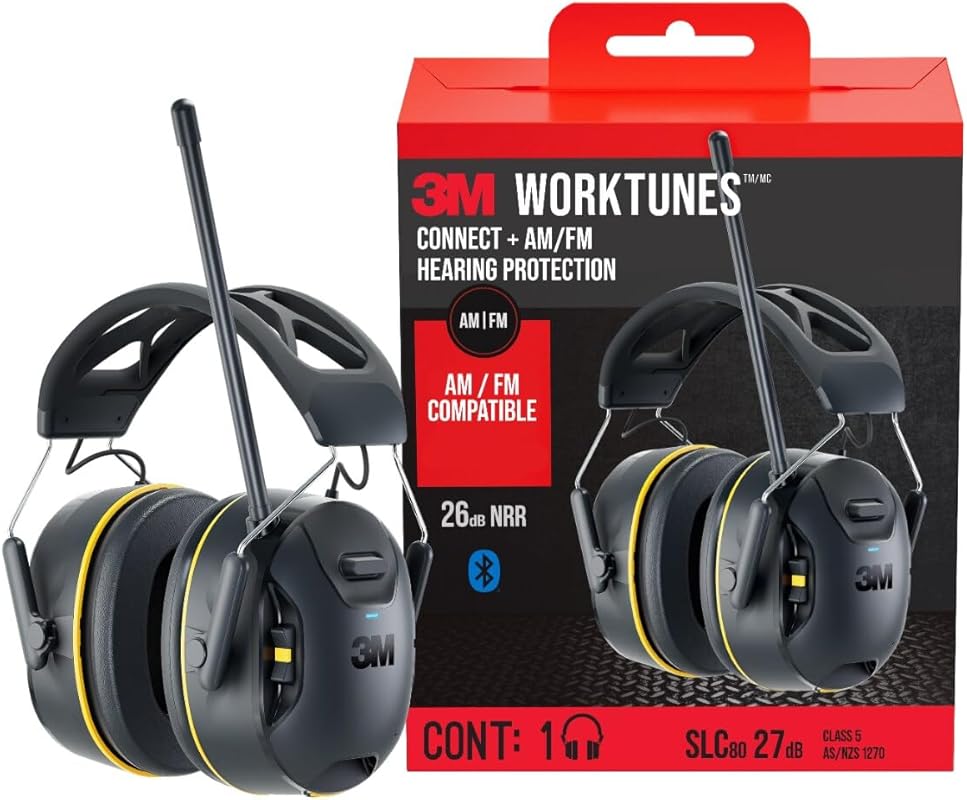 3M WorkTunes Connect AM/FM Wireless Hearing Protector with Bluetooth,