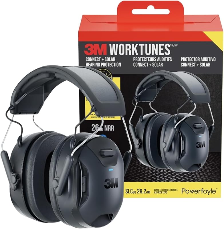 3M WorkTunes Connect Solar Wireless Hearing Protector, Bluetooth, 26 d