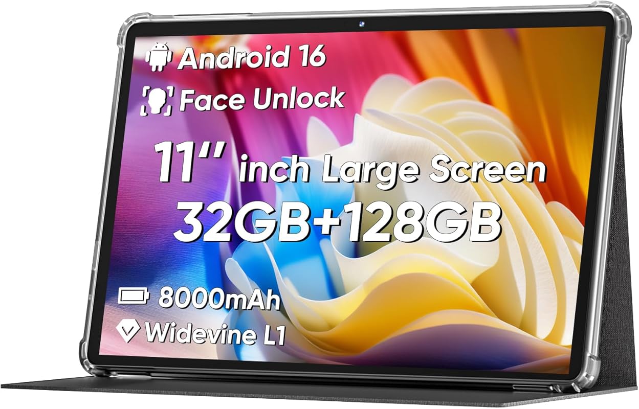 COLORROOM 2026 11‑Inch Android Tablet – Face Unlock, Octa‑Core, 32 GB