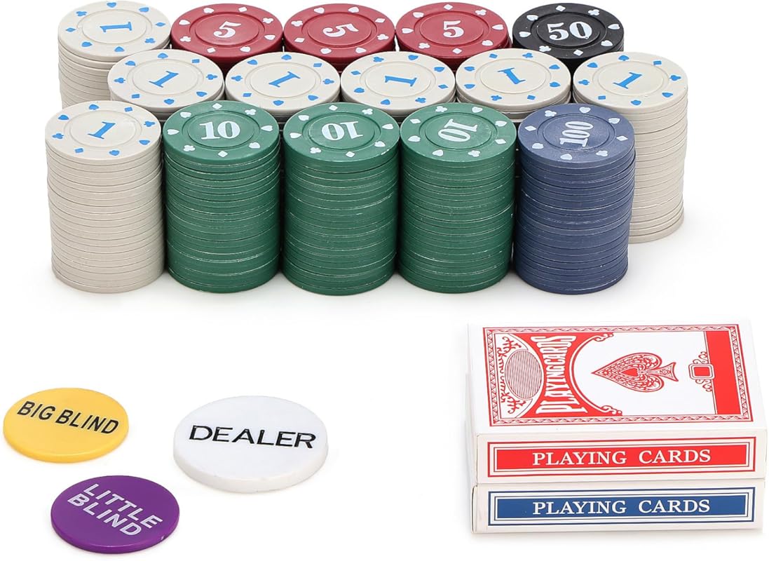 300‑Piece Bulk Plastic Poker Chip Set – Fake Denomination Counting Chi
