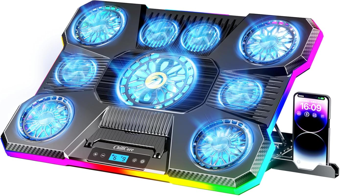 ChillCore A21 RGB Laptop Cooling Pad with 9 Fans for 15.6-19.3 Inch Ga