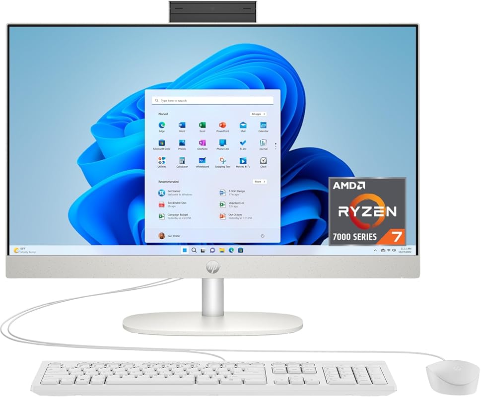 HP 24‑Inch All‑In‑One Desktop PC, FHD Display, AMD Ryzen 7 7730U, 16 G