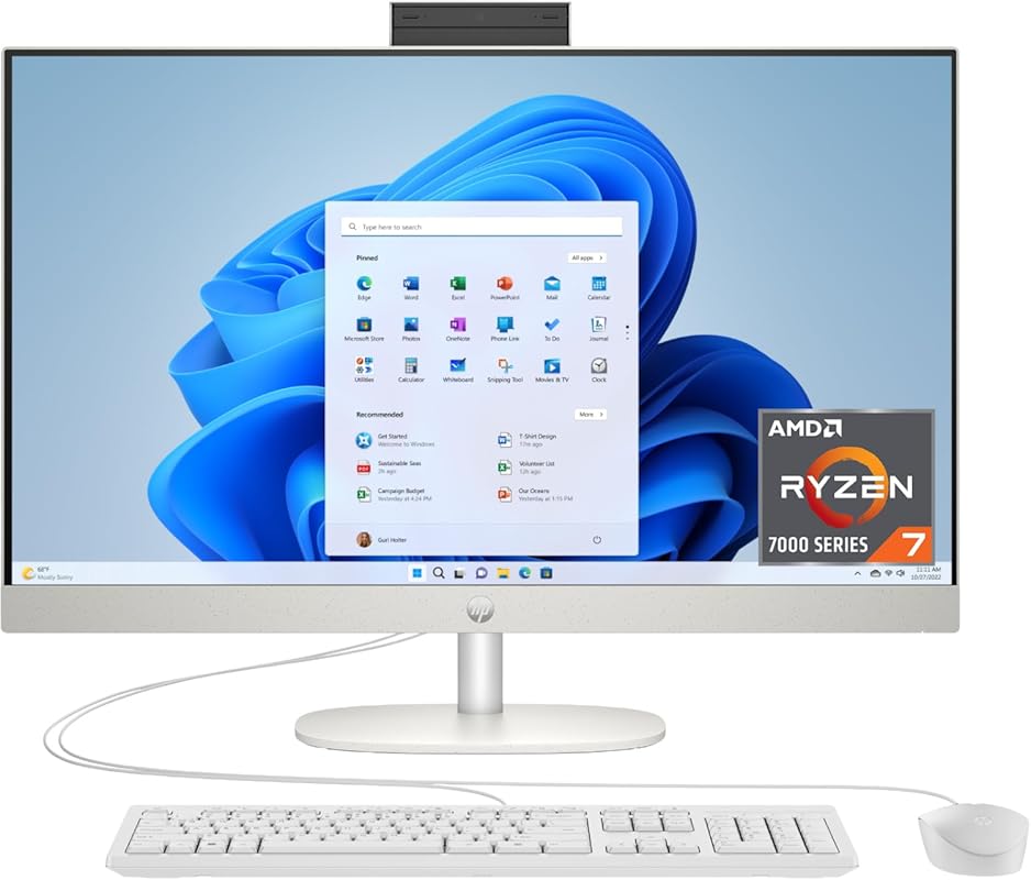 HP 27‑Inch All‑In‑One Desktop Featuring AMD Ryzen 7 7730U, 32 GB RAM, 