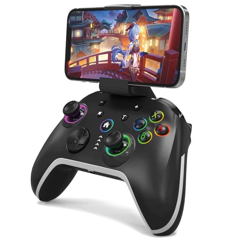 Bcofo Wireless Mobile Gaming Controller with RGB Lighting and Turbo fo