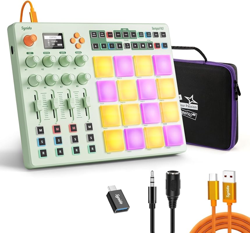 Synido Wireless MIDI Pad Controller – USB‑Rechargeable Beat‑Maker with