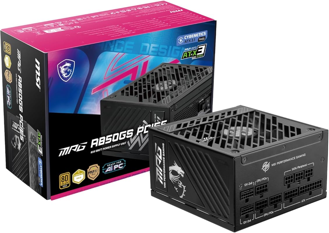 MSI MPG A850GS 850W Fully Modular Gaming Power Supply – 80+ Gold, Dual
