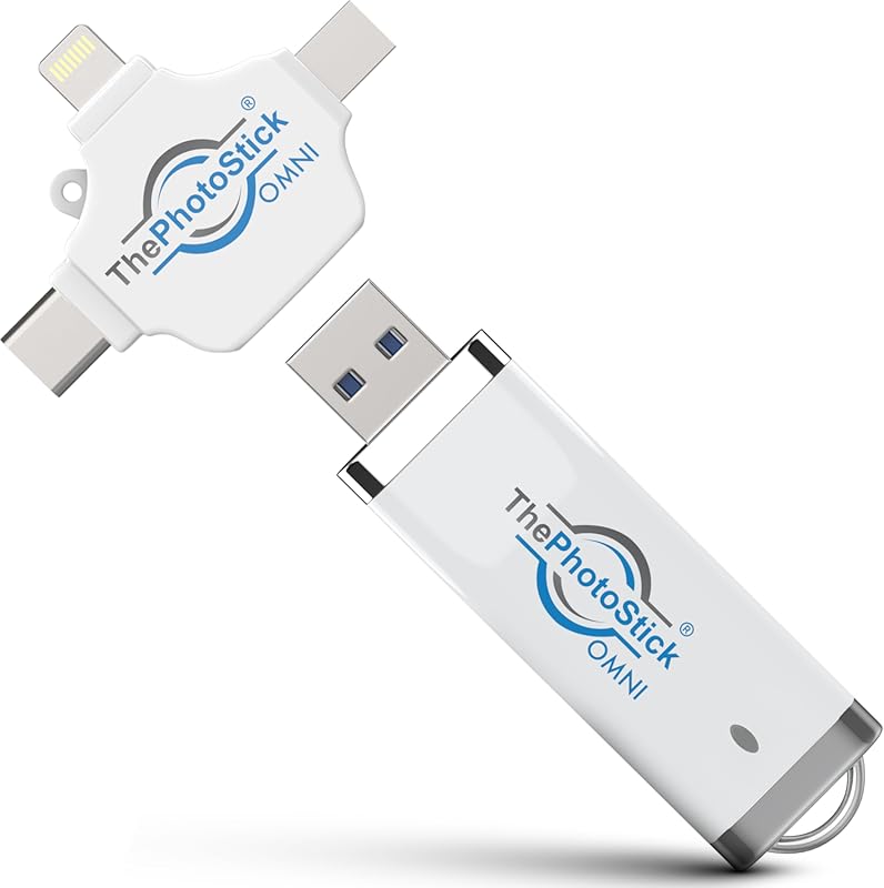 ThePhotoStick® Omni 32GB Automatic Backup USB Flash Drive – Multi‑Port