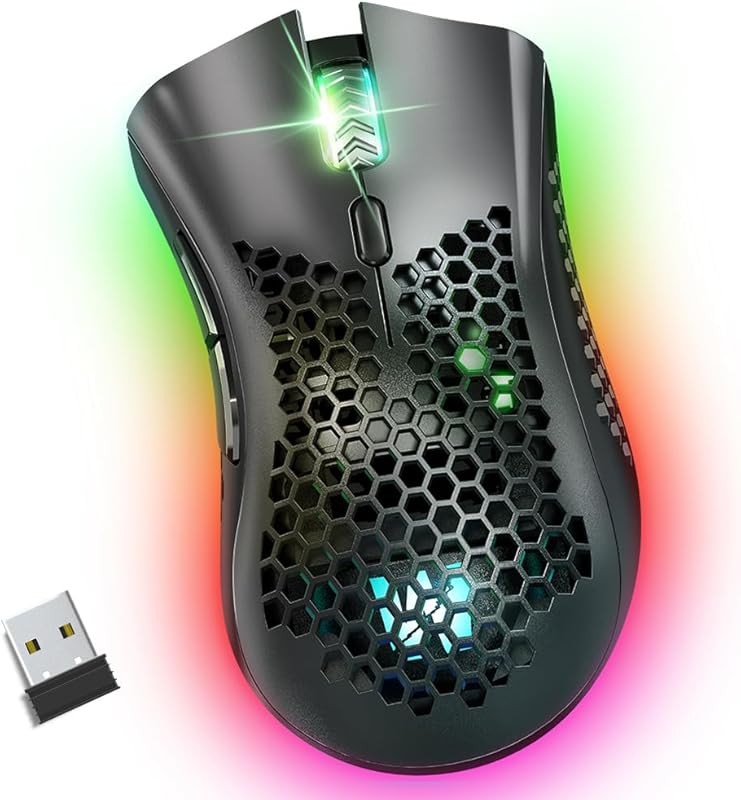 WolfLawS KM‑1 Wireless Gaming Mouse – Honeycomb Shell, 6 Programmable