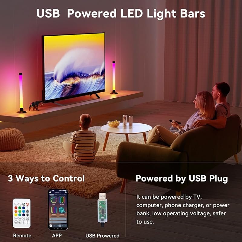 LEDagic Smart RGB Light Bar with Music Sync, App & Remote, USB‑Powered