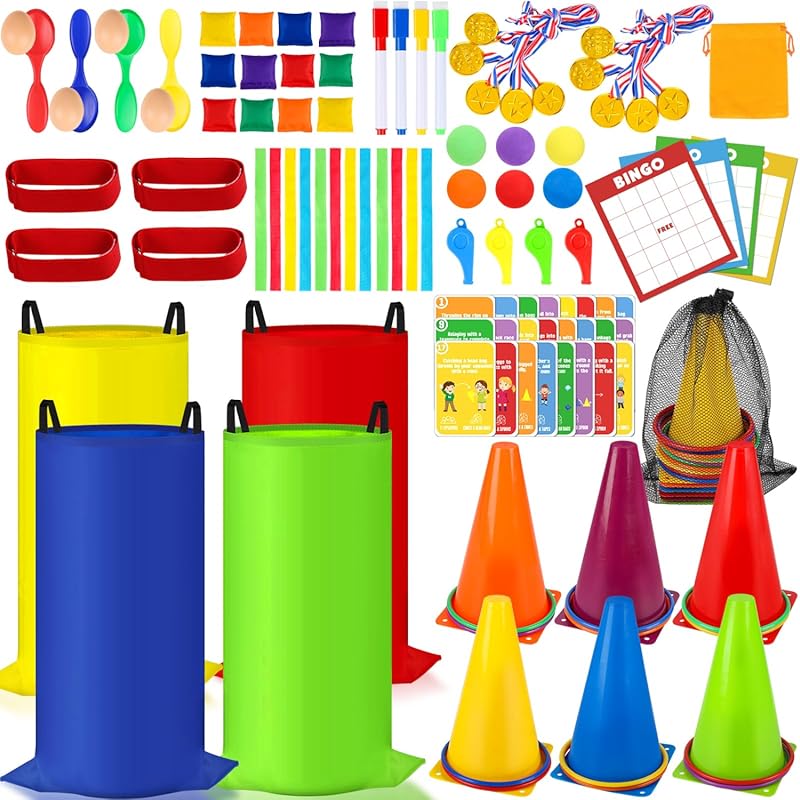KUBUSFLY 116‑Piece Carnival Set – Race Bags, Bean Bags, Ring Toss, Con
