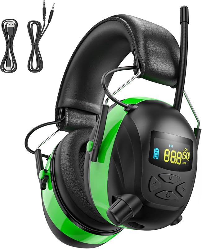2025 AM/FM Radio Ear Protection Headphones – Backlit Display, 30 dB No