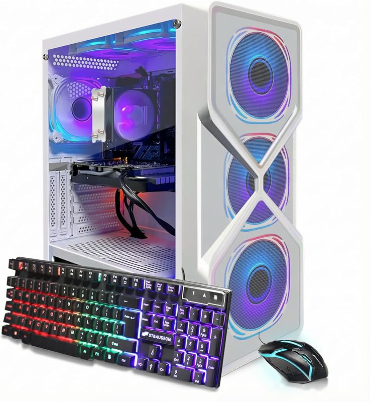 STGAubron White Gaming Desktop: AMD Ryzen 5 5500, GeForce RTX 3050 6G,