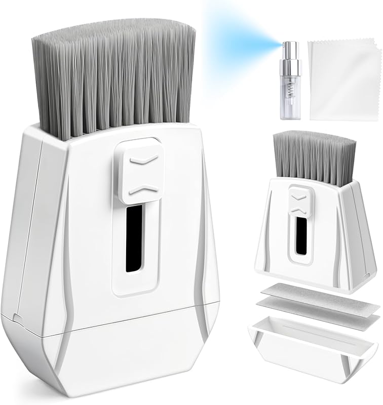 Keyboard Brush with soft bristles and retractable design, streak‑free 