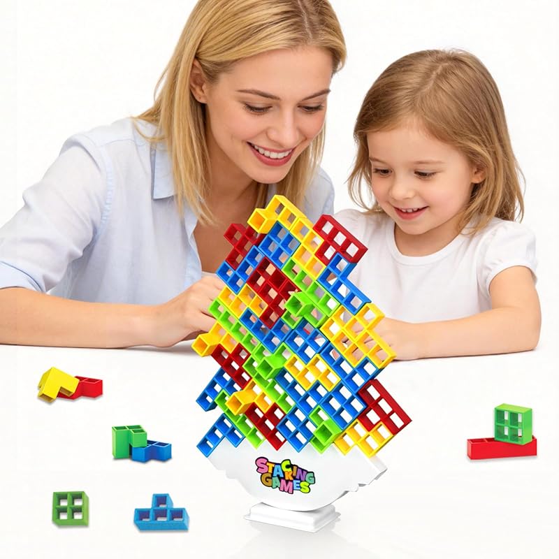 iuuoi 64‑Piece Tetra Board Game – Balance Stacking Challenge for Kids 