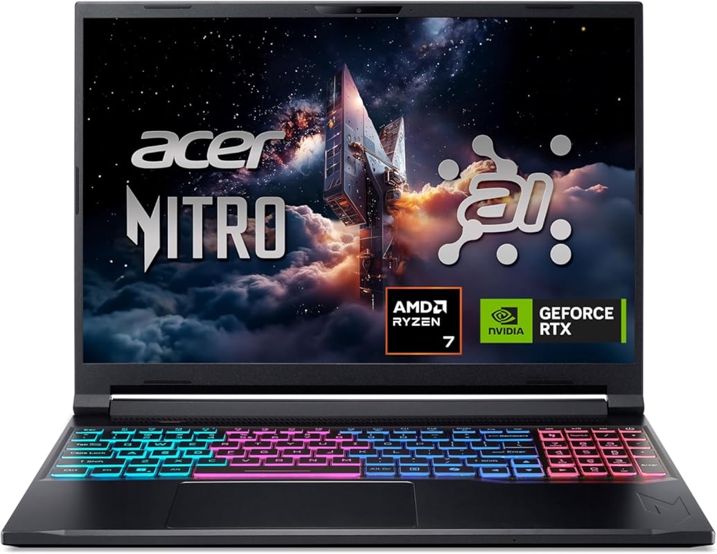 Acer Nitro V 16S AI Gaming Laptop, Ryzen 7 260, RTX 5060, 16" WUXGA 180Hz