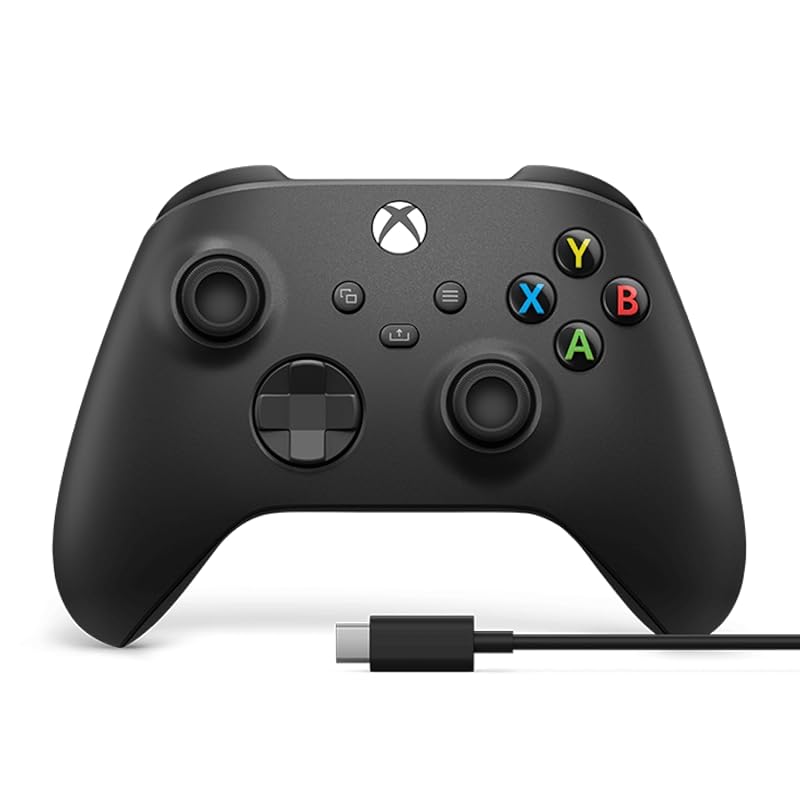 Xbox Wireless Gaming Controller with USB‑C Cable – Carbon Black, Textu