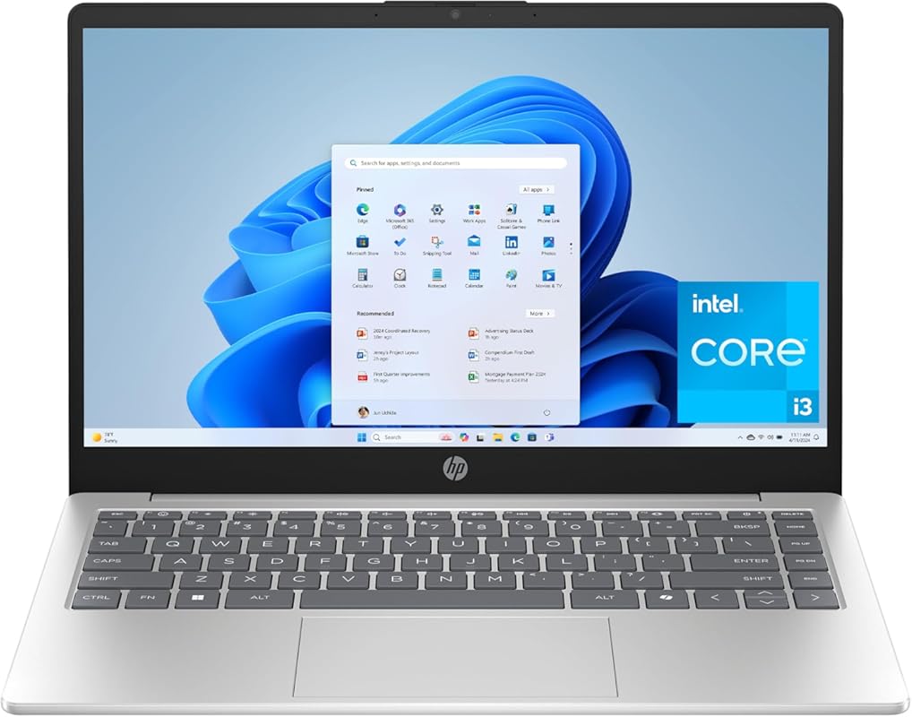 HP 14 inch Laptop Natural Silver, Intel Core i3-N305, 8GB RAM, 256GB S