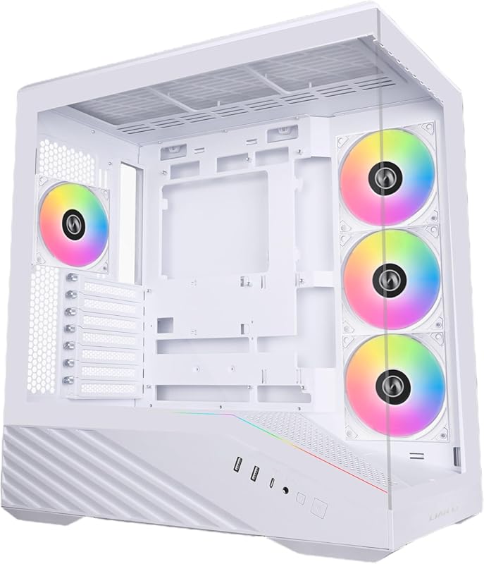 Lian Li V100 ATX Mid‑Tower Case, White, with 4 ARGB PWM Fans, RGB Stri