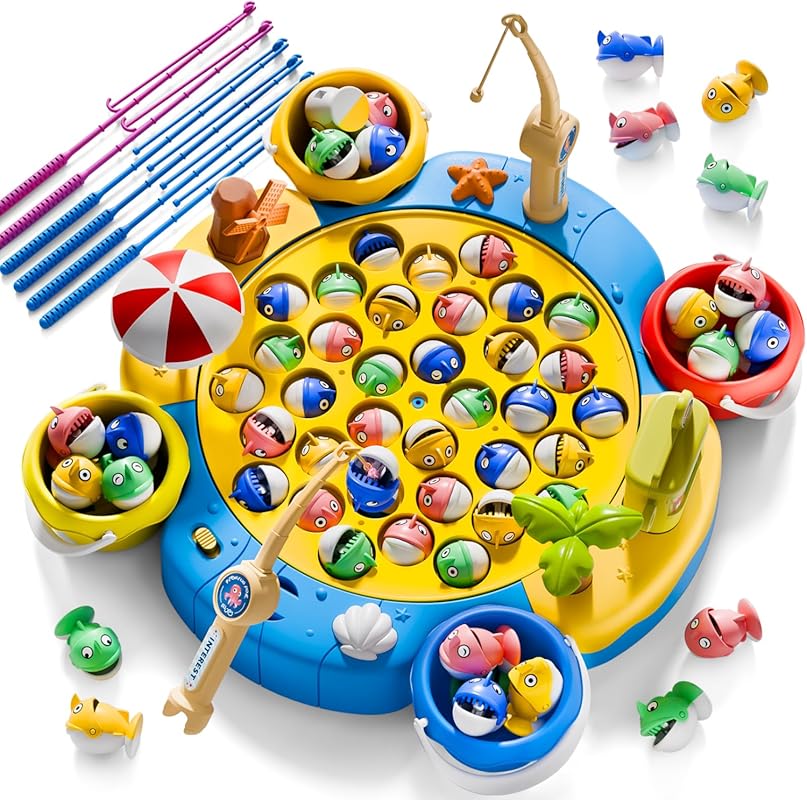 Orange Ocean 66 Piece Magnetic Fishing Game - Educational Toddler Boar