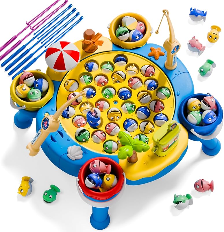 Orange Ocean 70 Piece Magnetic Fishing Game - Interactive Learning Boa