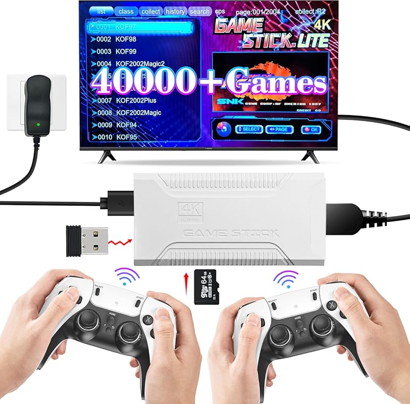 Retro Game Stick 40000+ Games 23 Emulators 4K HDMI Dual 2.4G Controlle