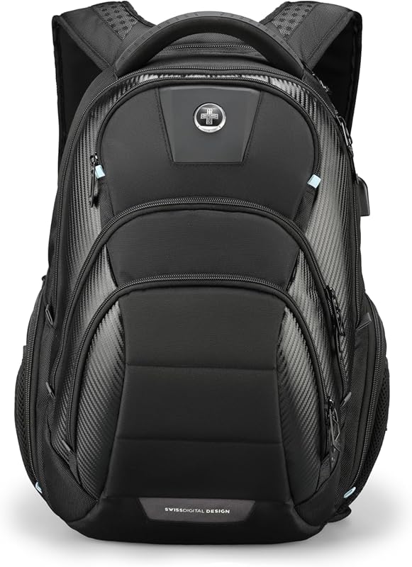 Swissdigital Design TSA Business Laptop Backpack USB Charging Find My