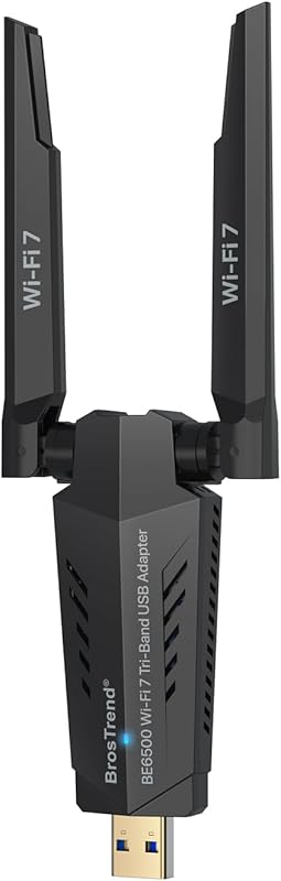 BrosTrend BE6500 USB WiFi 7 Tri‑Band Adapter (6GHz + 5GHz + 2.4GHz) Lo