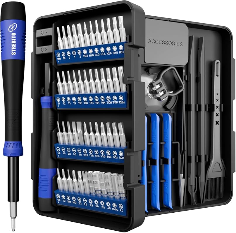 STREBITO 64-Piece Screwdriver Set with Torx, Tri‑wing and Pentalobe Bi