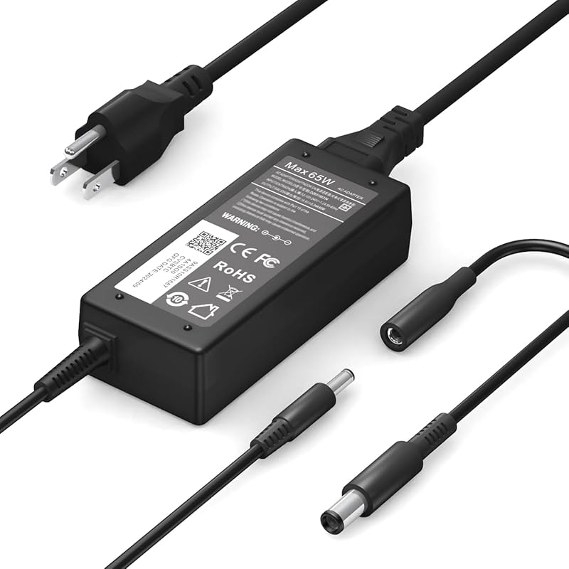 65W Laptop Charger for Dell Inspiron 11 13 15 17 with Dual Tips 4.5mm